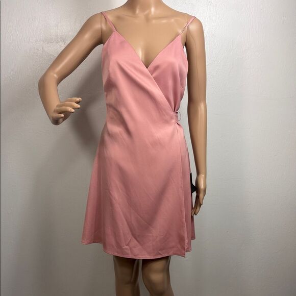 Lulus Blush Pink Wrap Slip Dress Tie Back Adjustable Straps Size S - Picture 2 of 9